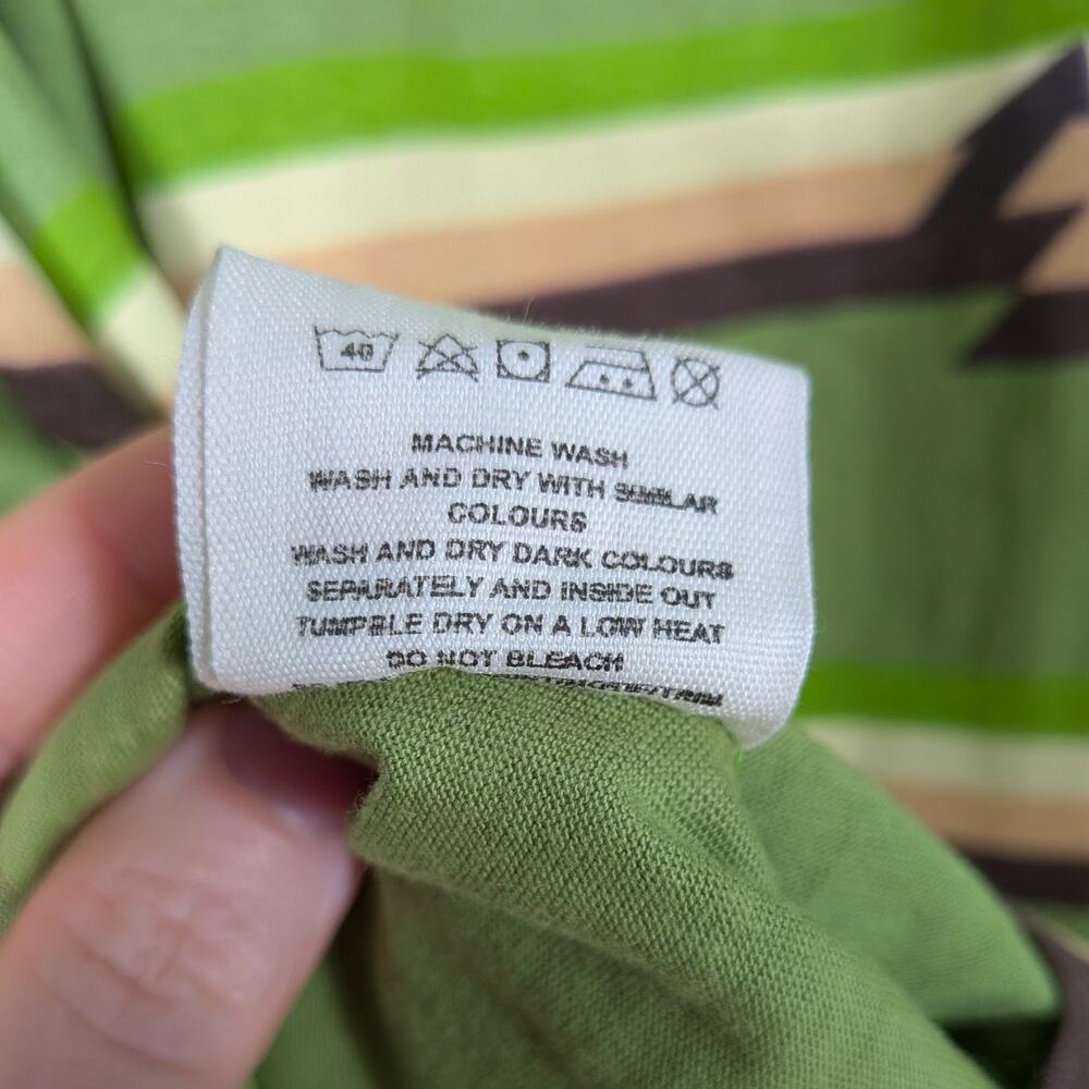 Svaha Midi Skirt XL Green Brown Stripe Arrows Organic Cotton Artsy Teacher Color - Picture 6 of 9